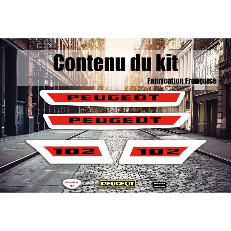 Kit déco décalcomanies Stickers Peugeot 102 K Rouge