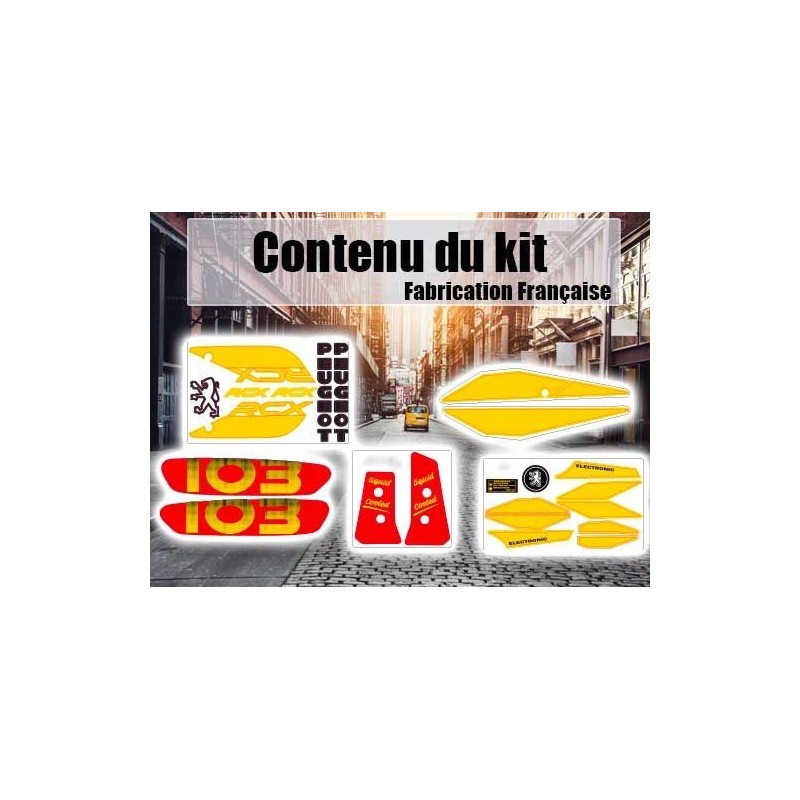 Pack stickers Peugeot 103 RCX Jaune et rouge