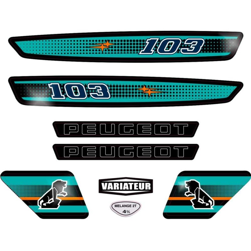 Kit déco Stickers Peugeot 103 SP Turquoise