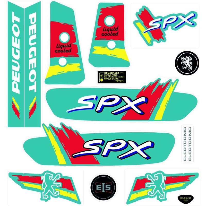 Kit Déco Peugeot 103 SPX Turquoise et rouge