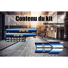 Kit adhésifs Peugeot 102 KSM Sport Bleu pour restauration