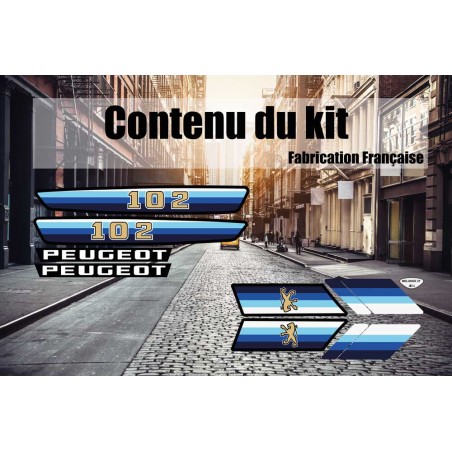 Kit adhésifs Peugeot 102 KSM Sport Bleu pour restauration